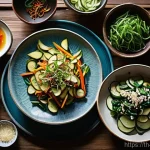 한식의 효능과 건강 효과 - **Prompt:** A vibrant, healthy spread of Korean vegetable side dishes (banchan) arranged beautifully...