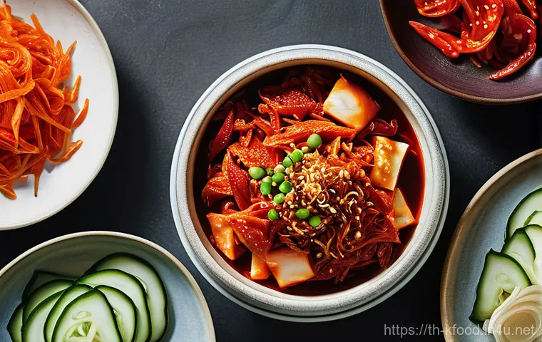 한식의 효능과 건강 효과 - **Prompt:** A vibrant, healthy spread of Korean vegetable side dishes (banchan) arranged beautifully...