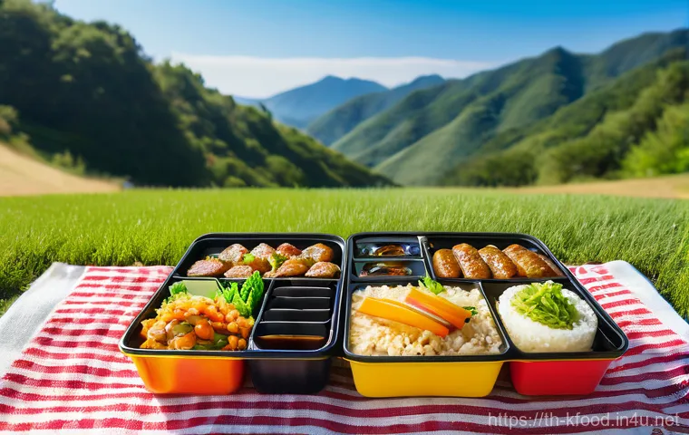 한식 도시락 레시피 - **"A meticulously prepared, clean-style Korean Dosirak (lunchbox) is beautifully presented on a mini...