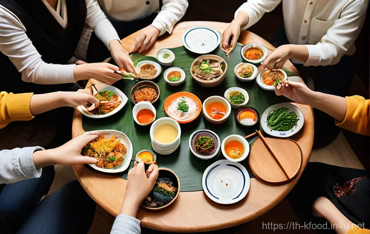 한식 한정식 구성법 - A detailed, close-up shot capturing the intricate beauty and diverse textures of a Han Jeong Sik mea...